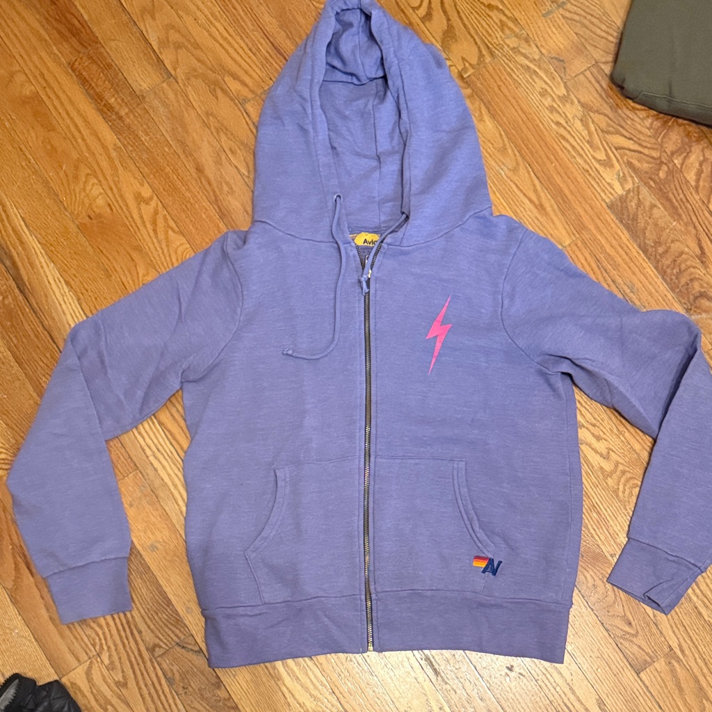 Aviator Nation Lavender Hoodie With Pink Lightning Bolt